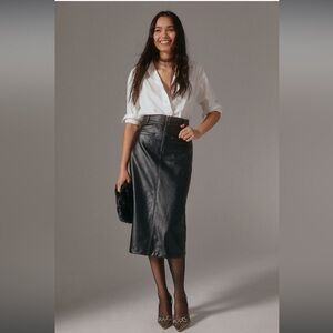 NWOT Anthropologie Pilcro Faux Leather Midi Skirt Size 12
